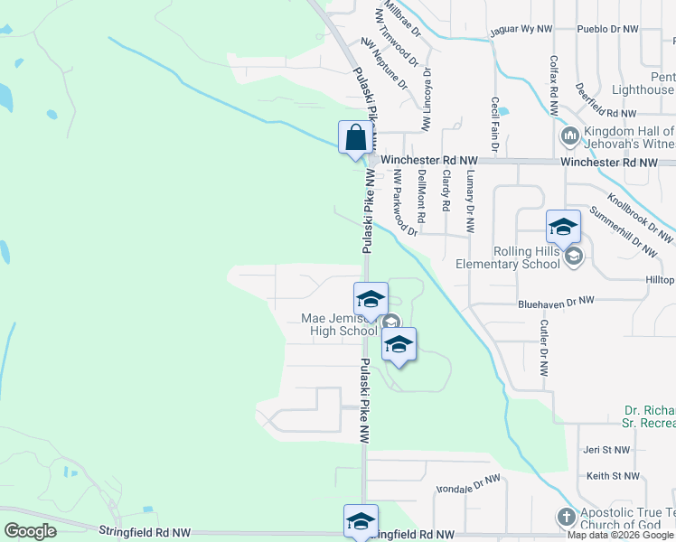 map of restaurants, bars, coffee shops, grocery stores, and more near 3602 Northwest Stag Run Drive in Huntsville