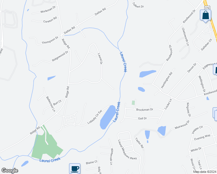 map of restaurants, bars, coffee shops, grocery stores, and more near 106 Laurel View Lane in Greenville