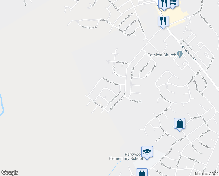 map of restaurants, bars, coffee shops, grocery stores, and more near 108 New Castle Drive in Jacksonville