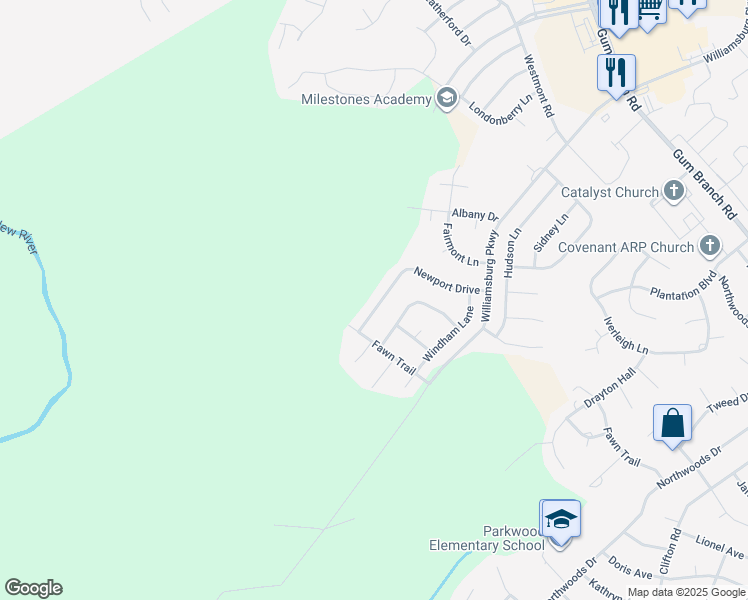 map of restaurants, bars, coffee shops, grocery stores, and more near 223 Newport Drive in Jacksonville