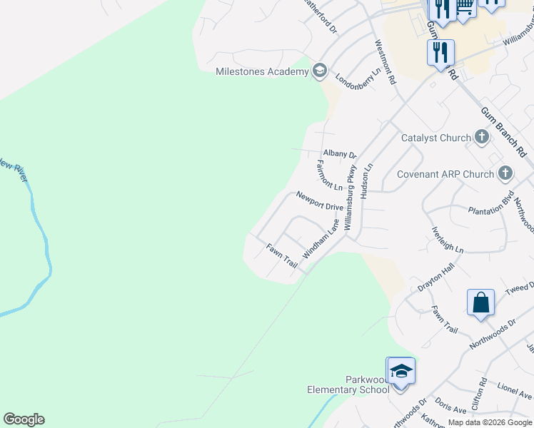 map of restaurants, bars, coffee shops, grocery stores, and more near 223 Newport Drive in Jacksonville