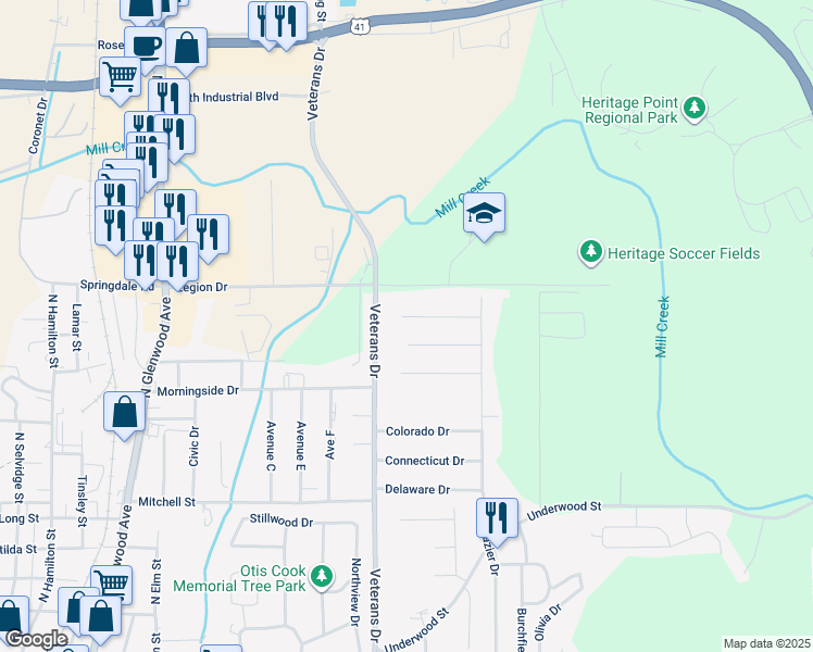 map of restaurants, bars, coffee shops, grocery stores, and more near 1000 Alabama Drive in Dalton