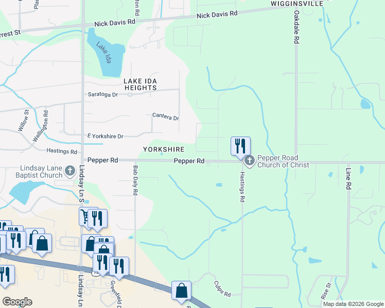 map of restaurants, bars, coffee shops, grocery stores, and more near 22604 Pepper Road in Athens