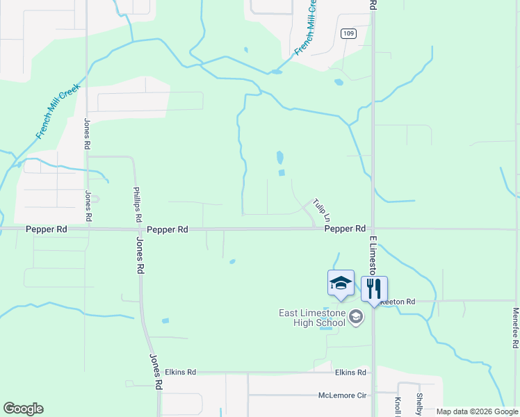 map of restaurants, bars, coffee shops, grocery stores, and more near 27155 Leeta Lane in Athens
