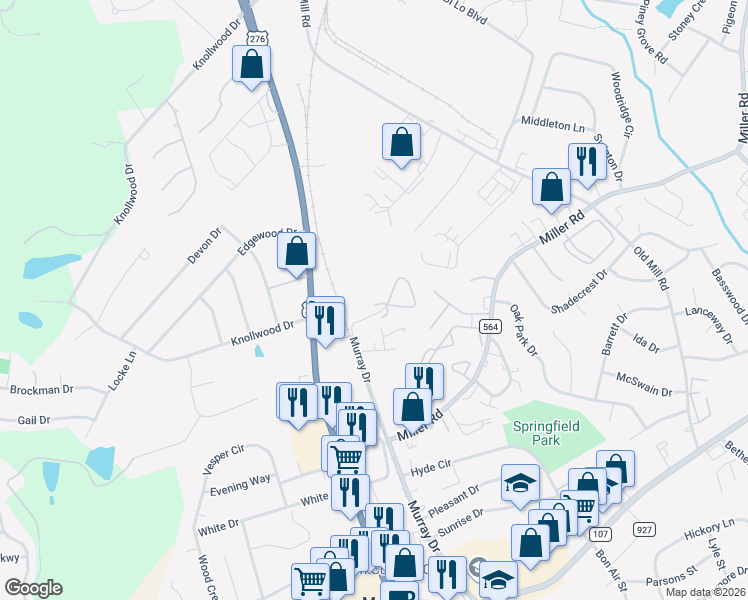 map of restaurants, bars, coffee shops, grocery stores, and more near 206 Discovery Way in Mauldin