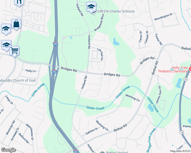 map of restaurants, bars, coffee shops, grocery stores, and more near 8 European Plum Court in Simpsonville