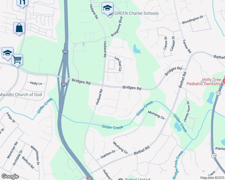 map of restaurants, bars, coffee shops, grocery stores, and more near 8 European Plum Court in Simpsonville