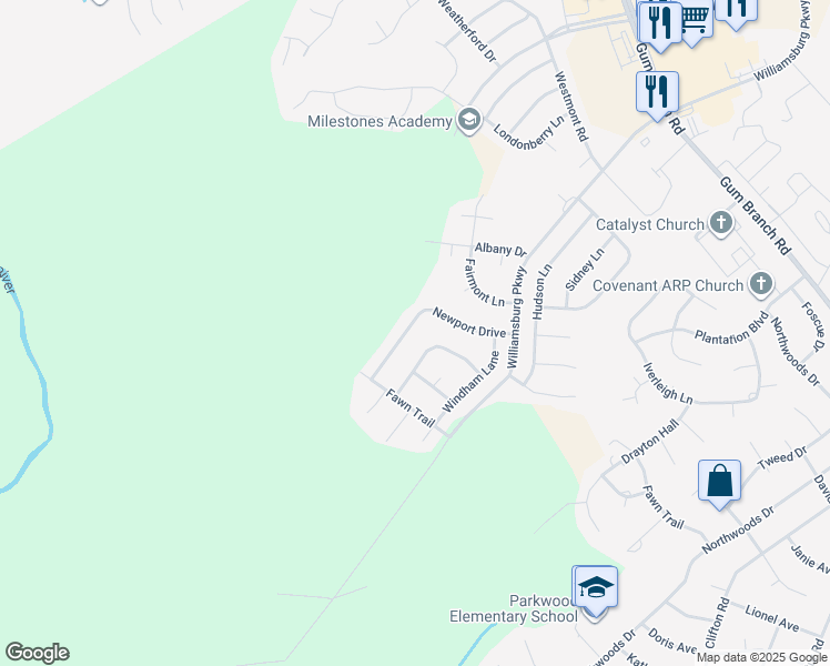 map of restaurants, bars, coffee shops, grocery stores, and more near 223 Newport Drive in Jacksonville