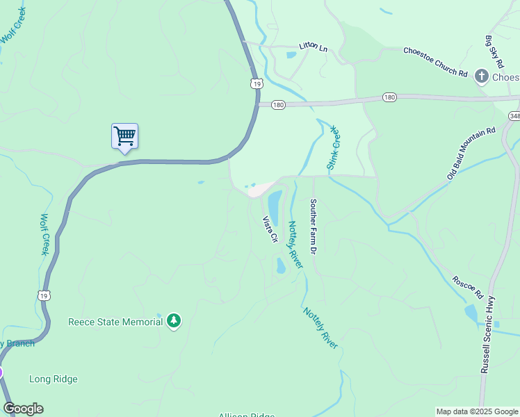 map of restaurants, bars, coffee shops, grocery stores, and more near 805 Vista Circle in Blairsville