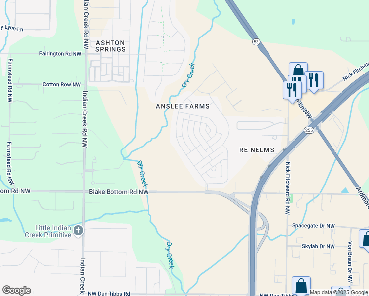 map of restaurants, bars, coffee shops, grocery stores, and more near 8331 Anslee Way Northwest in Huntsville