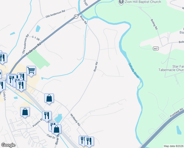 map of restaurants, bars, coffee shops, grocery stores, and more near 3519 River Road in Piedmont