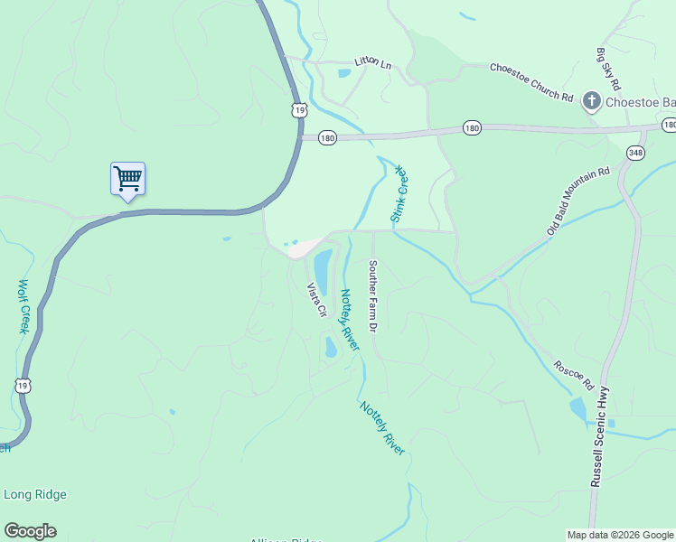 map of restaurants, bars, coffee shops, grocery stores, and more near 257 Vista Circle in Blairsville