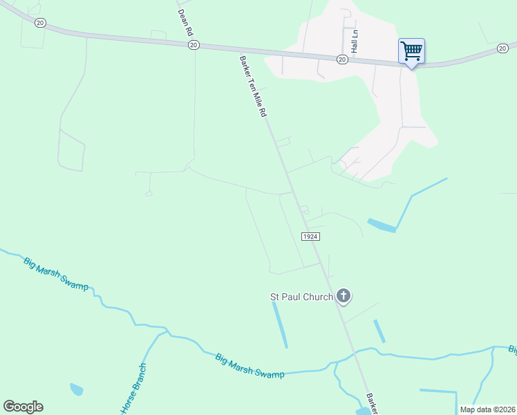 map of restaurants, bars, coffee shops, grocery stores, and more near 51 Augustine Drive in Saint Pauls