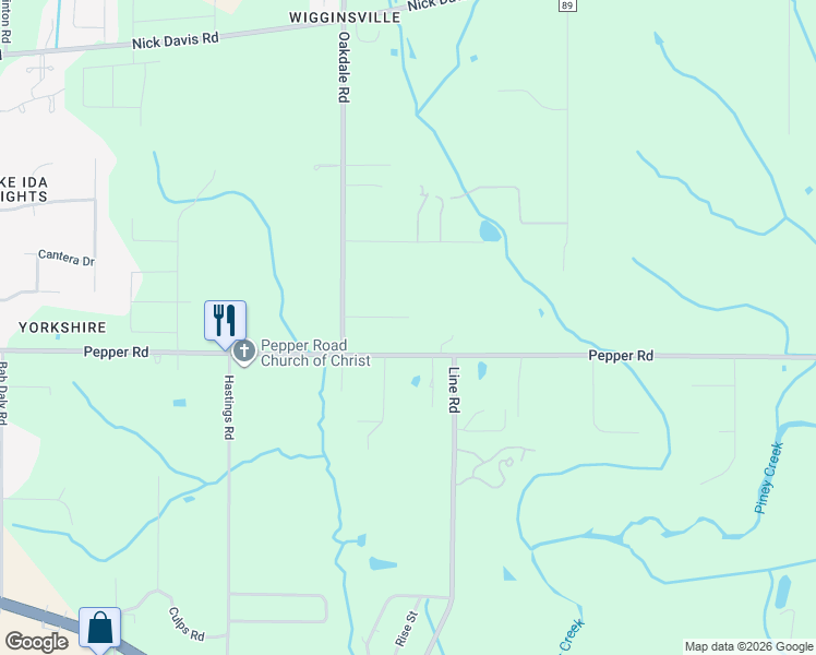 map of restaurants, bars, coffee shops, grocery stores, and more near 23170 Corrie Lane in Athens