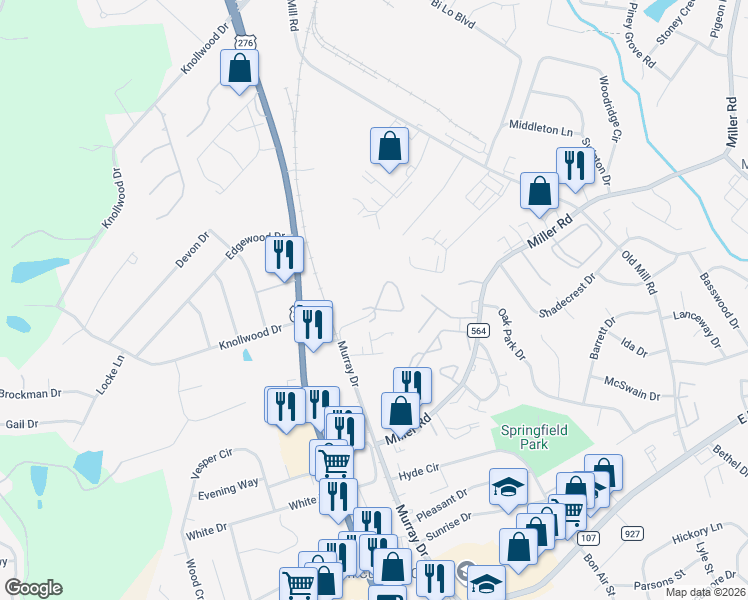 map of restaurants, bars, coffee shops, grocery stores, and more near 206 Discovery Way in Mauldin