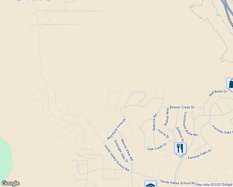 map of restaurants, bars, coffee shops, grocery stores, and more near 55 Soldier Basin Dr in Sedona