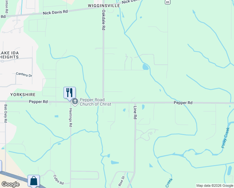 map of restaurants, bars, coffee shops, grocery stores, and more near 23170 Corrie Lane in Athens