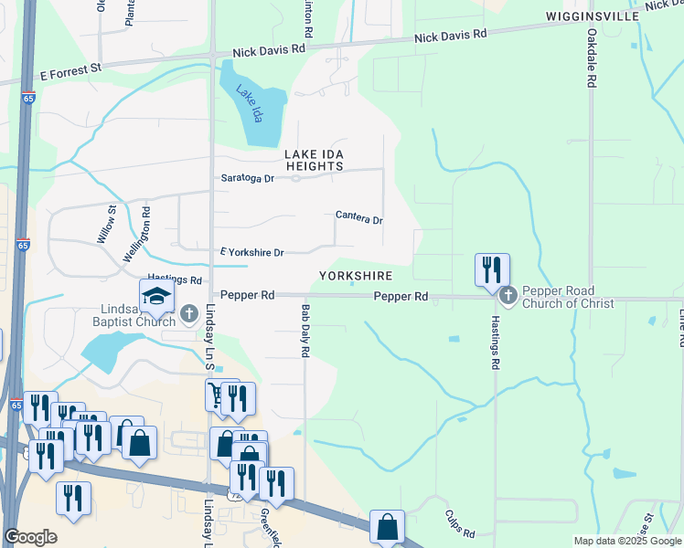 map of restaurants, bars, coffee shops, grocery stores, and more near 22347 Pepper Road in Athens