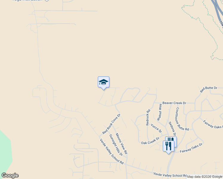 map of restaurants, bars, coffee shops, grocery stores, and more near 55 Soldier Basin Drive in Sedona