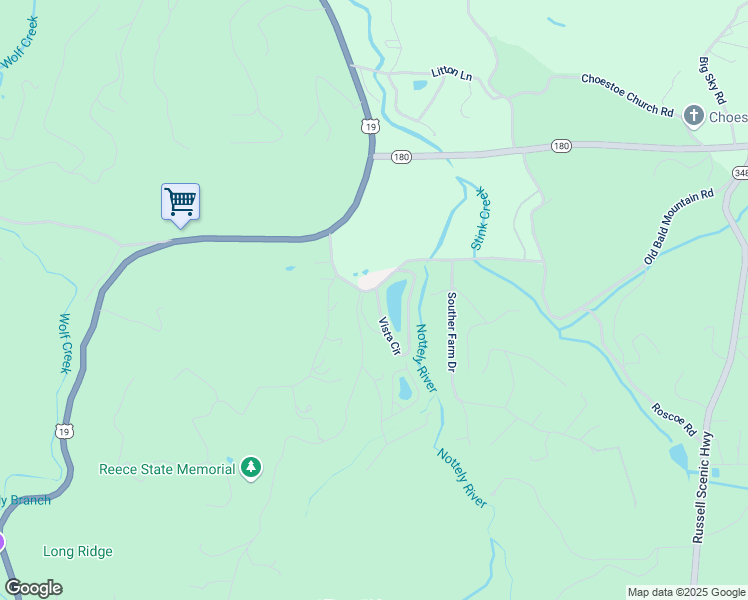 map of restaurants, bars, coffee shops, grocery stores, and more near 805 Vista Circle in Blairsville