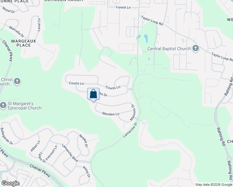 map of restaurants, bars, coffee shops, grocery stores, and more near 10 Courts Drive in Little Rock
