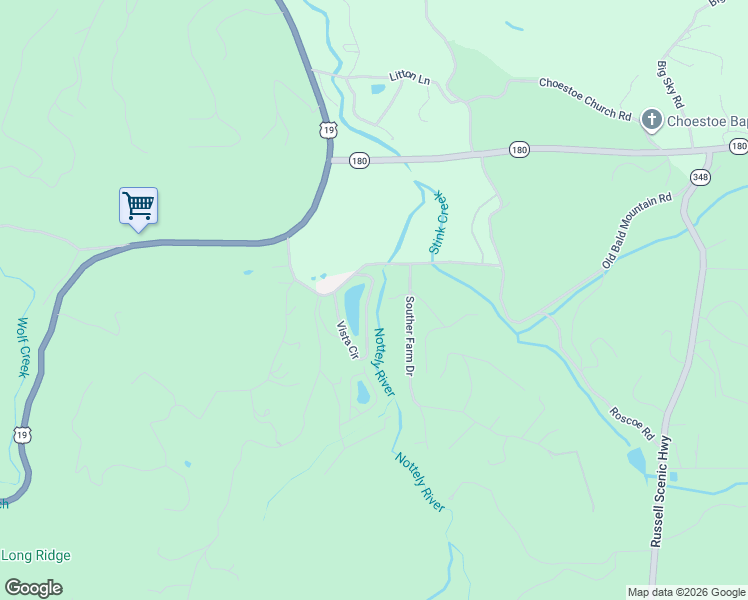 map of restaurants, bars, coffee shops, grocery stores, and more near 257 Vista Circle in Blairsville