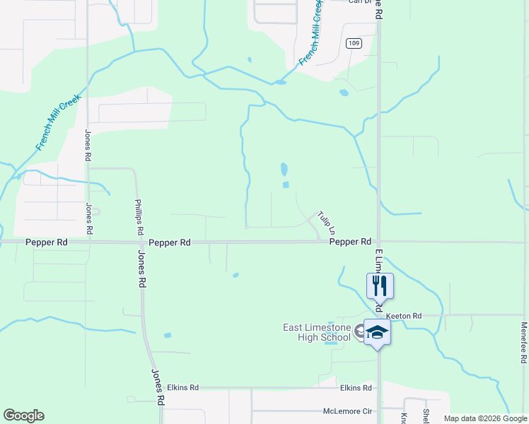 map of restaurants, bars, coffee shops, grocery stores, and more near 27155 Leeta Lane in Athens