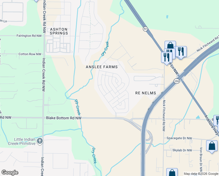map of restaurants, bars, coffee shops, grocery stores, and more near 8300 Stillwater Circle in Huntsville
