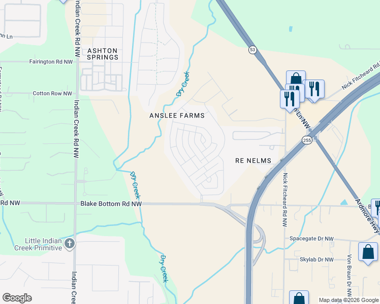 map of restaurants, bars, coffee shops, grocery stores, and more near 8300 Stillwater Circle in Huntsville