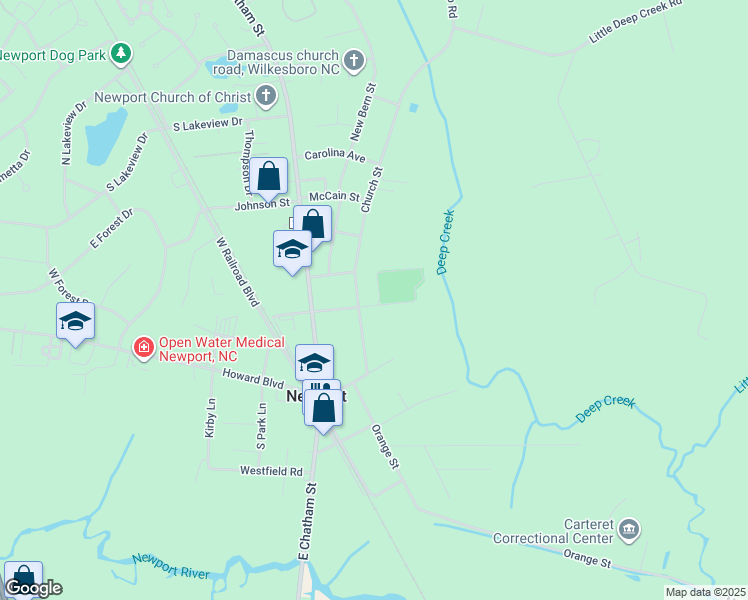 map of restaurants, bars, coffee shops, grocery stores, and more near 901-917 Church Street in Newport