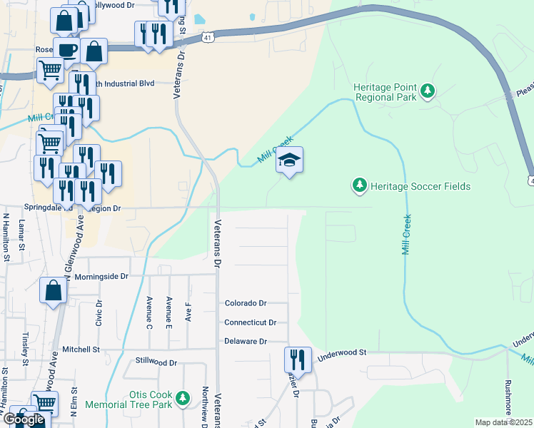 map of restaurants, bars, coffee shops, grocery stores, and more near 1493 Hale Bowen Drive in Dalton