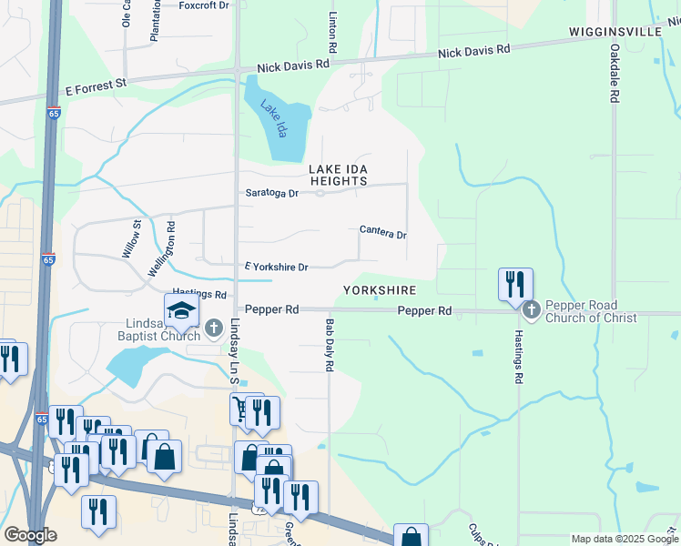 map of restaurants, bars, coffee shops, grocery stores, and more near 22347 Pepper Road in Athens