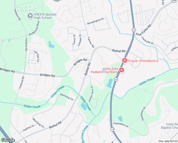 map of restaurants, bars, coffee shops, grocery stores, and more near 103 Old Town Way in Simpsonville