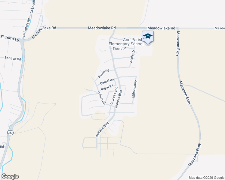 map of restaurants, bars, coffee shops, grocery stores, and more near 1 Royal Road in Los Lunas