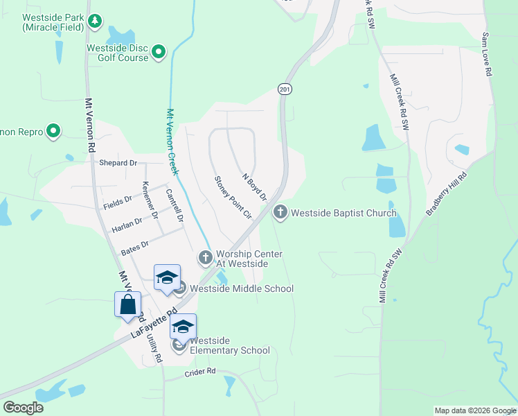 map of restaurants, bars, coffee shops, grocery stores, and more near 1780 North Boyd Drive in Rocky Face