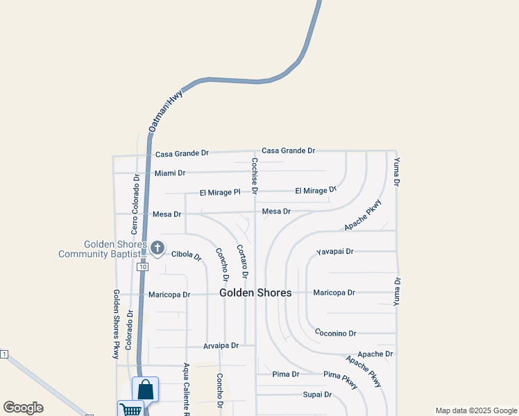 map of restaurants, bars, coffee shops, grocery stores, and more near 5252 El Mirage Drive in Topock