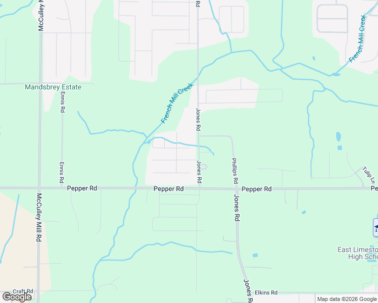 map of restaurants, bars, coffee shops, grocery stores, and more near 16136 Jones Road in Athens