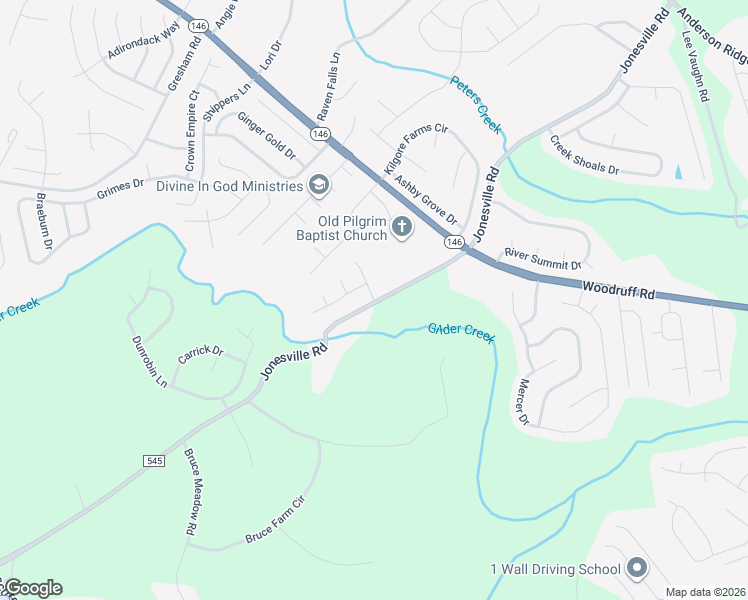 map of restaurants, bars, coffee shops, grocery stores, and more near 4 Woodland Chase Court in Simpsonville