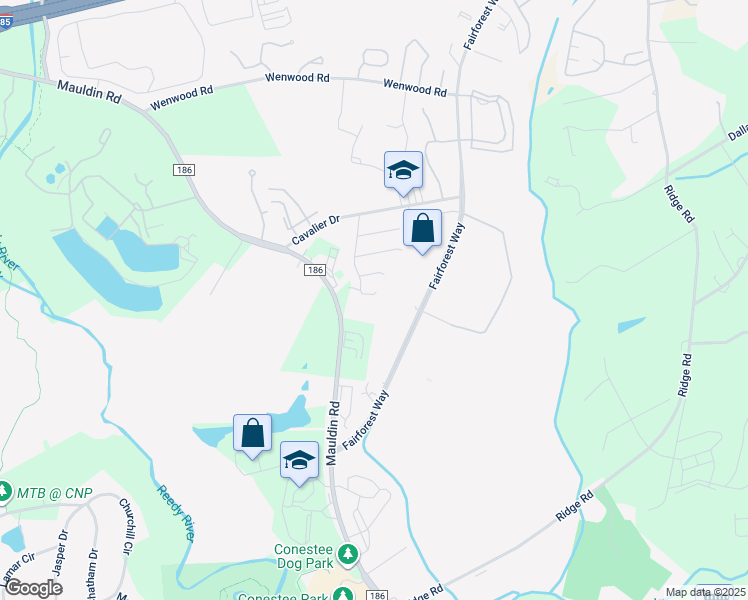 map of restaurants, bars, coffee shops, grocery stores, and more near 10 B Spaniel Court in Greenville