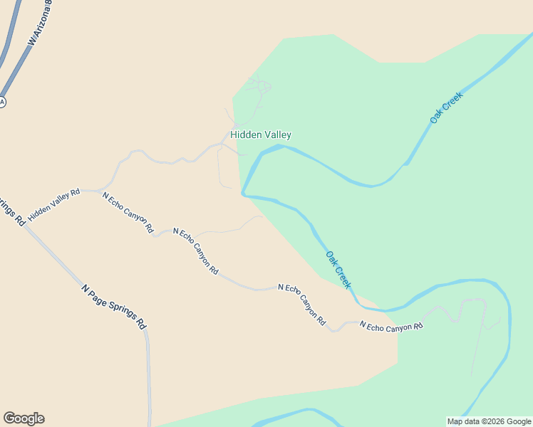 map of restaurants, bars, coffee shops, grocery stores, and more near 3305 North Echo Canyon Road in Cornville