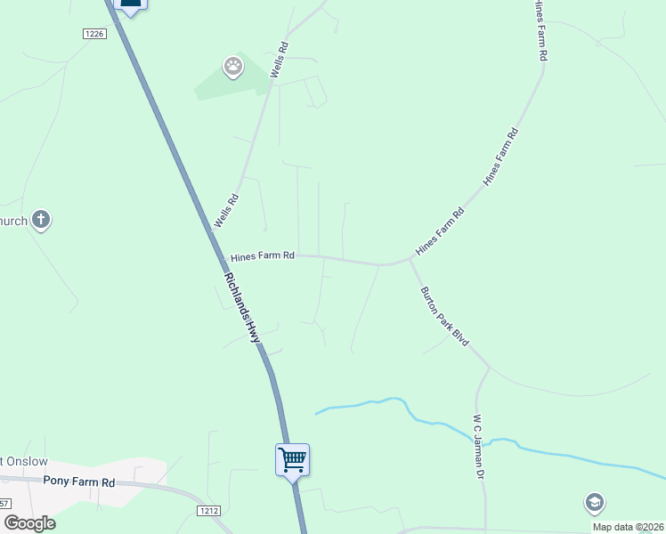 map of restaurants, bars, coffee shops, grocery stores, and more near 2164 Hines Farm Road in Jacksonville