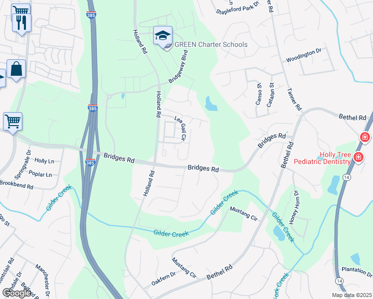 map of restaurants, bars, coffee shops, grocery stores, and more near 204 Teaticket Court in Simpsonville