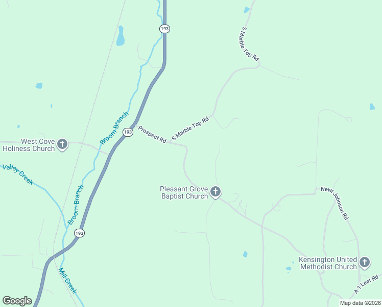 map of restaurants, bars, coffee shops, grocery stores, and more near 1408 Prospect Road in Chickamauga