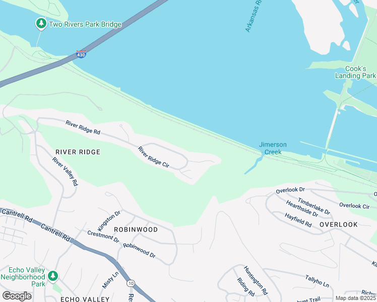 map of restaurants, bars, coffee shops, grocery stores, and more near 2 River View Point in Little Rock