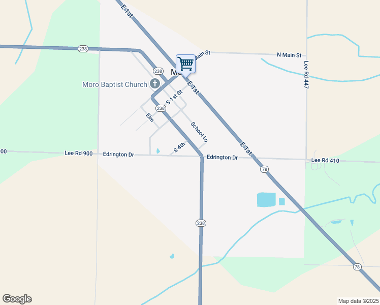 map of restaurants, bars, coffee shops, grocery stores, and more near 136 Edrington Drive in Moro