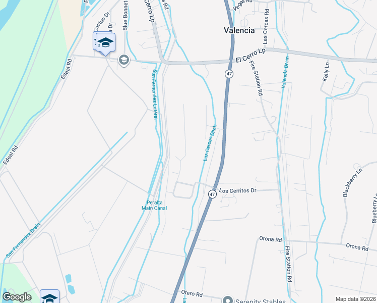map of restaurants, bars, coffee shops, grocery stores, and more near 38 Pauls Place in Los Lunas
