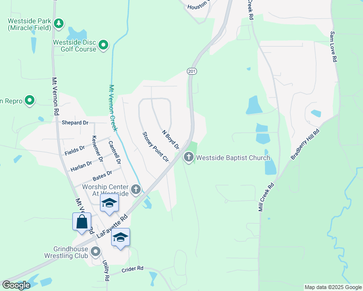 map of restaurants, bars, coffee shops, grocery stores, and more near 444 LaFayette Road in Rocky Face