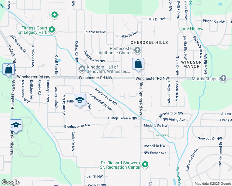 map of restaurants, bars, coffee shops, grocery stores, and more near 5000 Chancellor Square in Huntsville