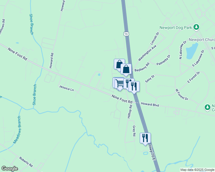 map of restaurants, bars, coffee shops, grocery stores, and more near in Newport