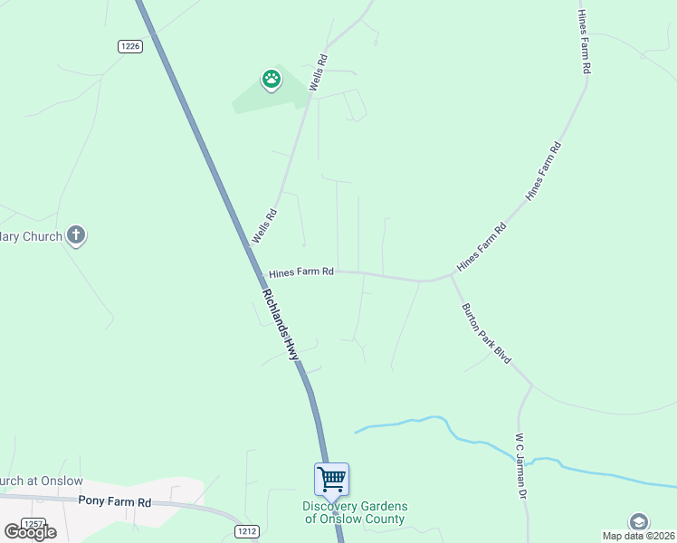 map of restaurants, bars, coffee shops, grocery stores, and more near 2152 Hines Farm Road in Jacksonville
